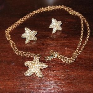 Starfish necklace and earrings set by JCrew